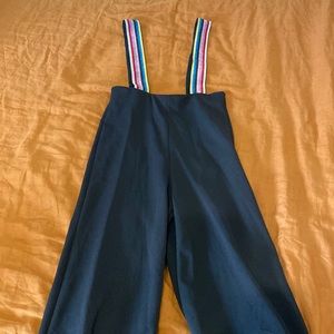 Pants with rainbow suspenders